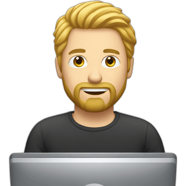 Man with blond beard playing pc emoji