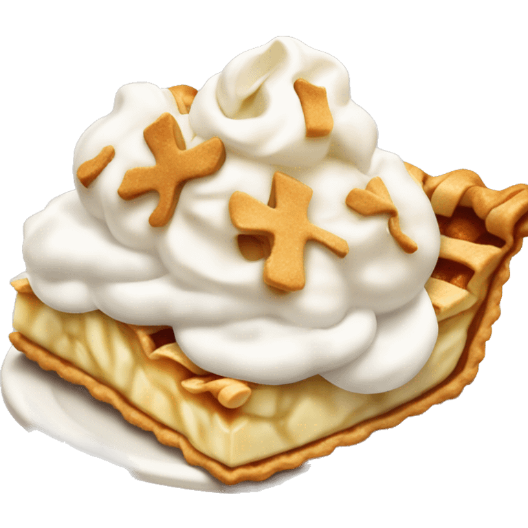 Apple pie slice with whipped cream on top emoji