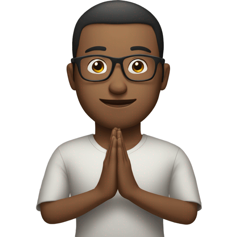 Man doing namaste with wearing specs emoji