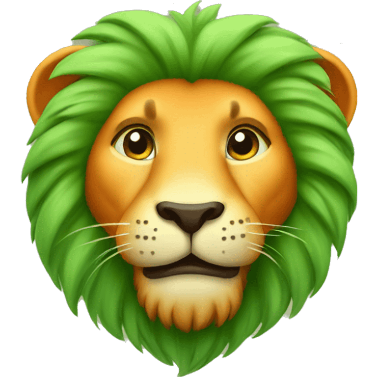 Cute lion green orange emoji