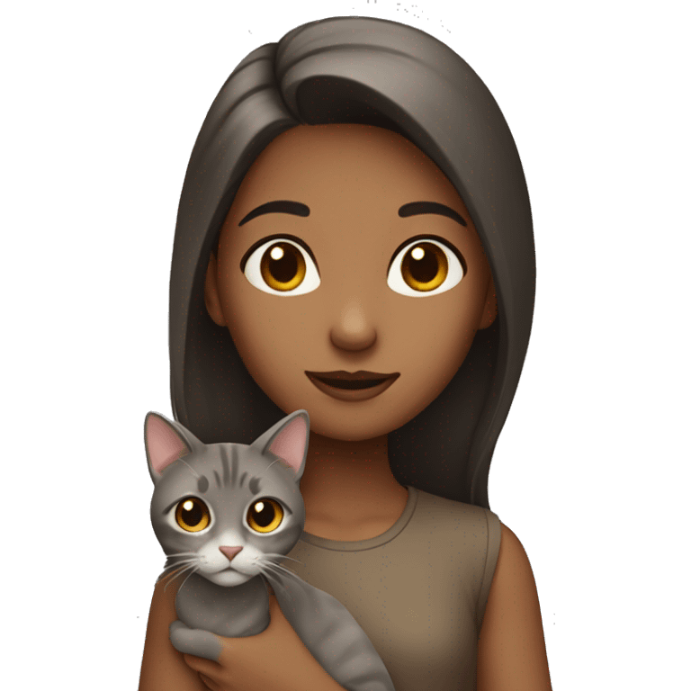 girl with brownish gray cat emoji