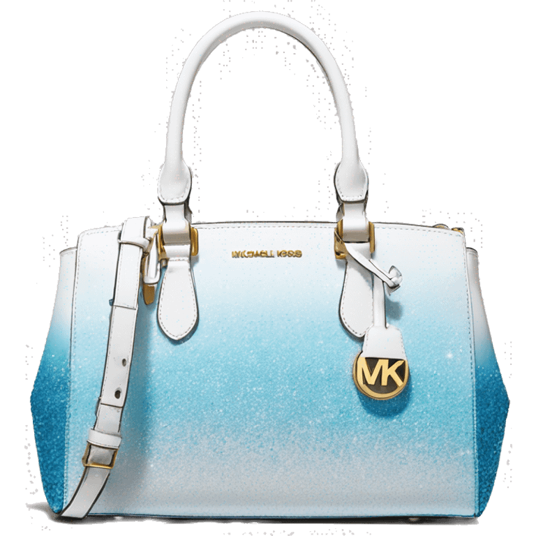 Realistic sky blue to white ombre glitter michael kors satchel purse. emoji