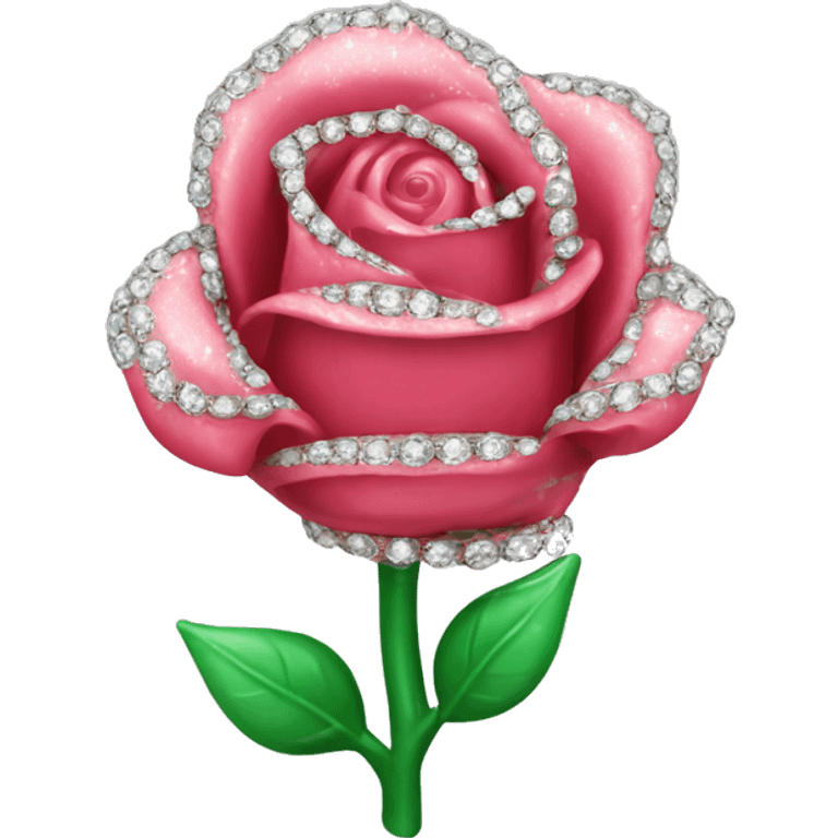 plastic rosebud covered in diamonds emoji