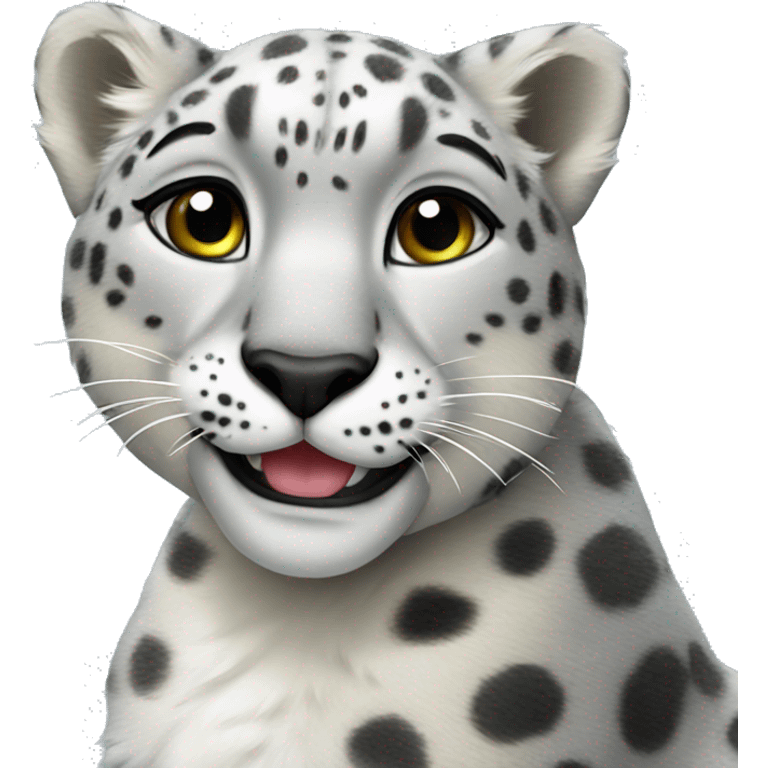 Snow leopard in love  emoji