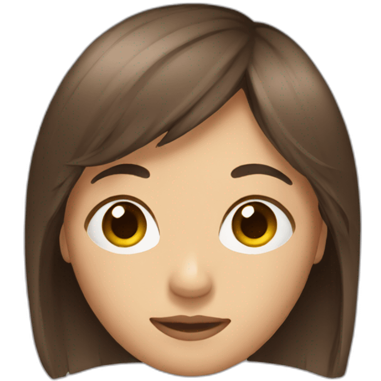 emoji with side bangs, short and brown hair emoji