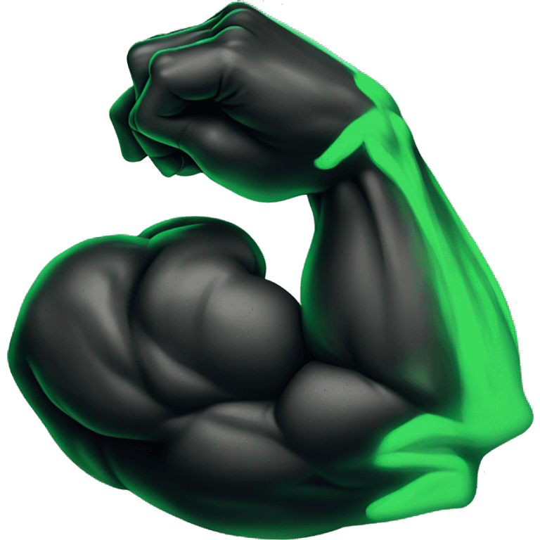 muscular biceps arm, glowing black/green emoji