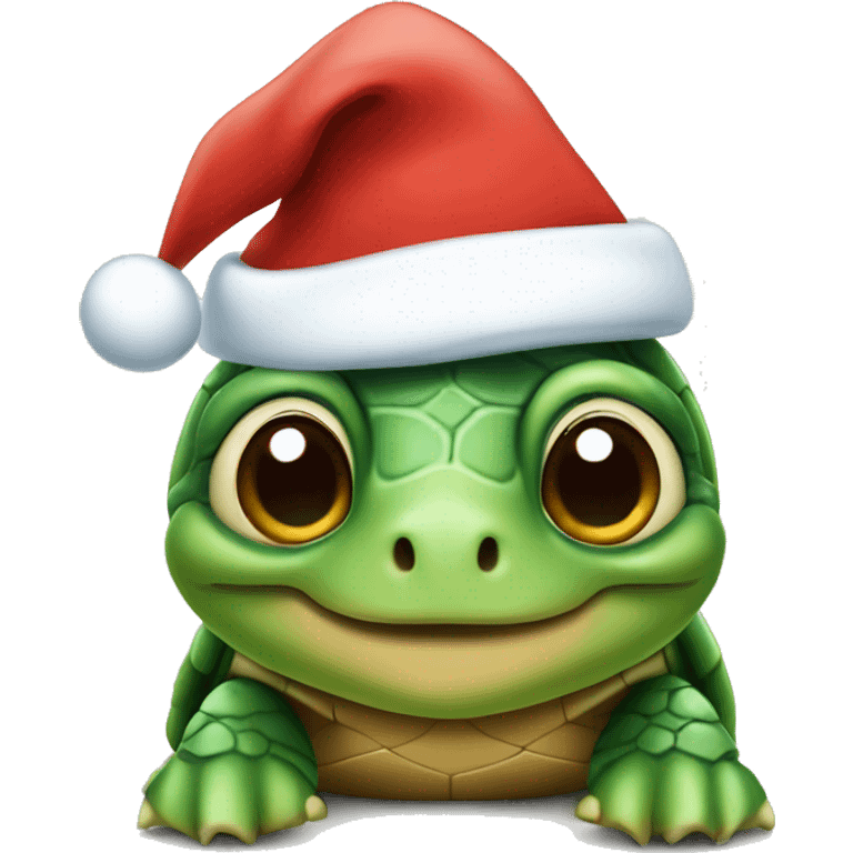 Turtle wearing a Santa hat emoji