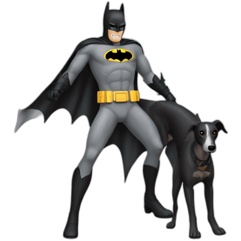 Batman playing with greyhound emoji