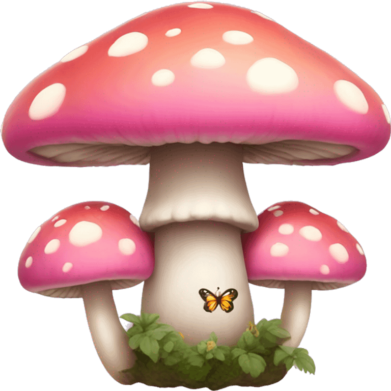 pink mushroom with butterfly emoji