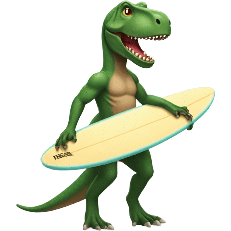 Trex wearing tutu surfboard emoji