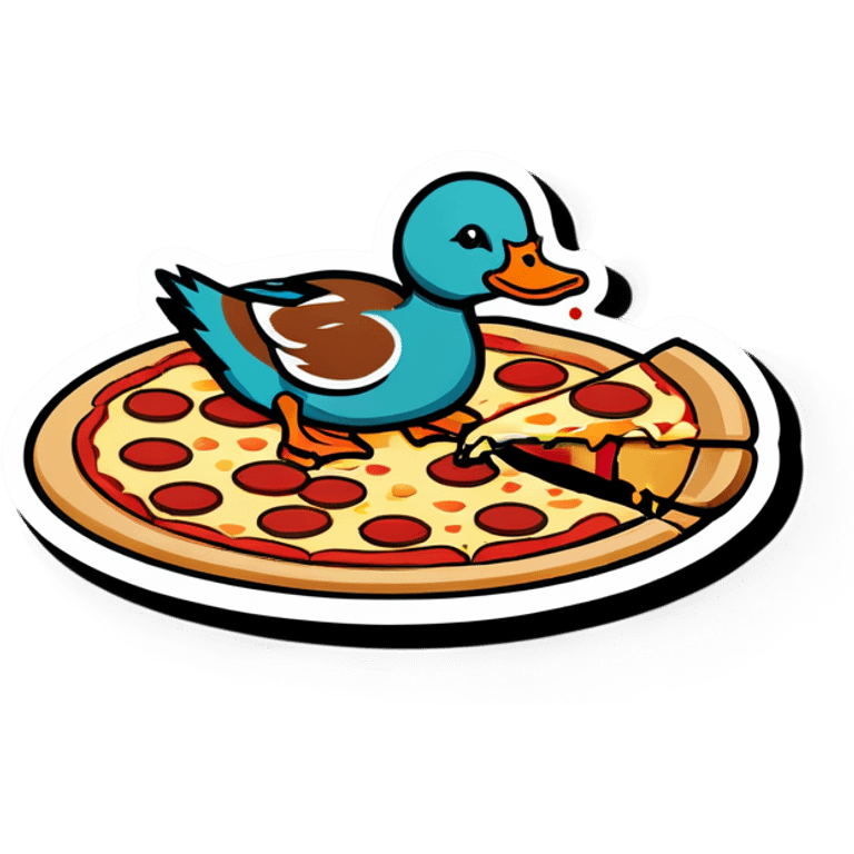 Duck eating pizza emoji