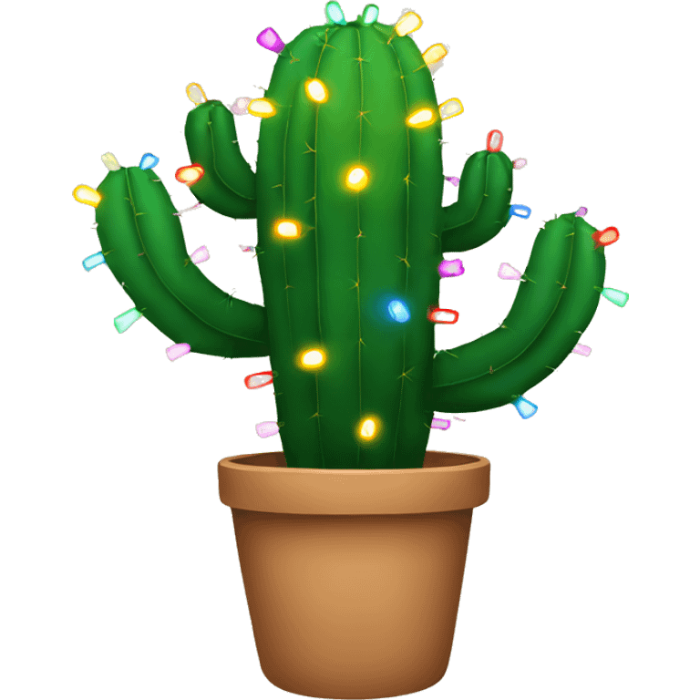 Cactus with Christmas lights emoji