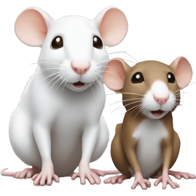 one brown rat and one white rat emoji