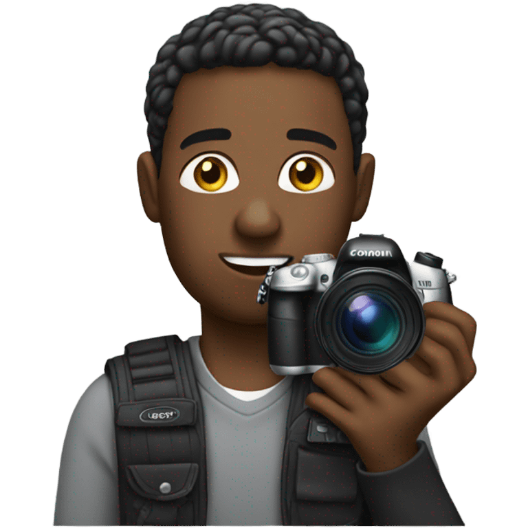 Black guy with canon camera  emoji