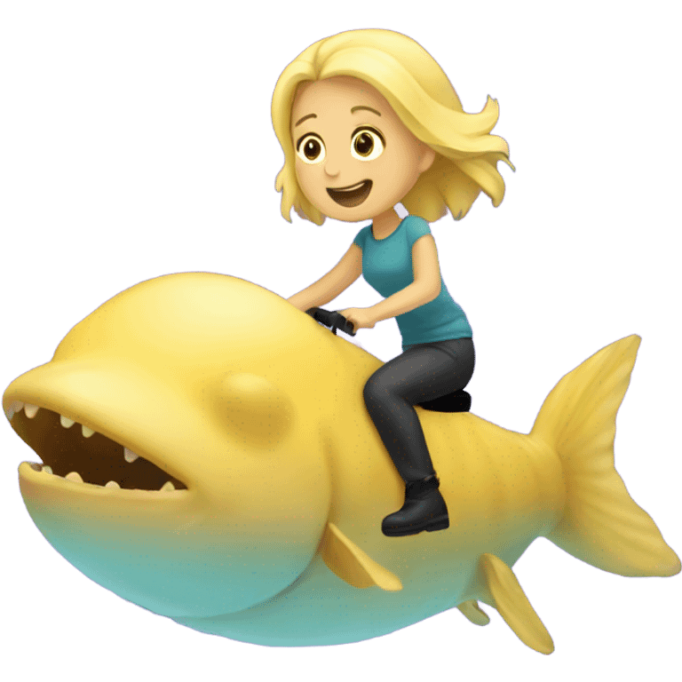 Blonde girl riding a blob fish  emoji