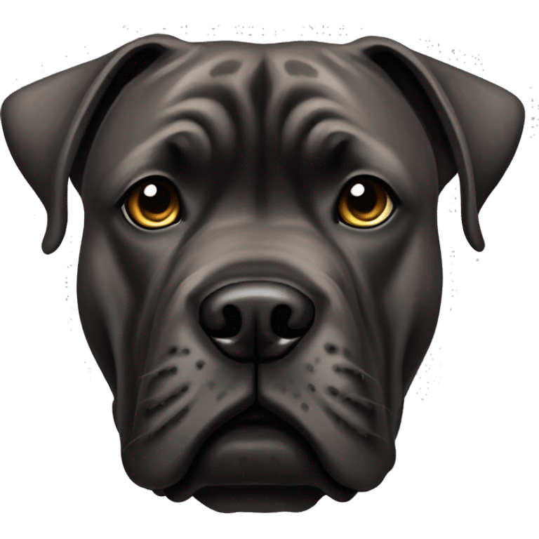 Brindle cane corso with pointed ears, black face emoji