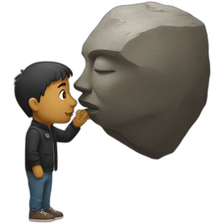 Elon kissing rock emoji