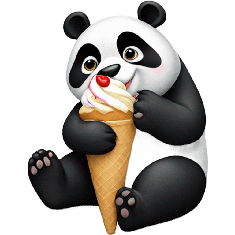 Panda eating ice cream emoji