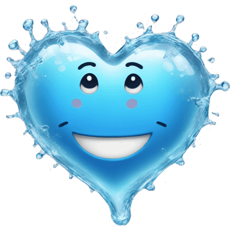 A happy heart made out of water emoji