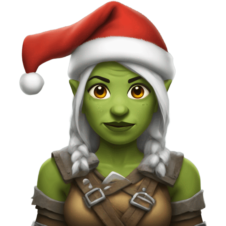 orc female warrior with santa hat emoji