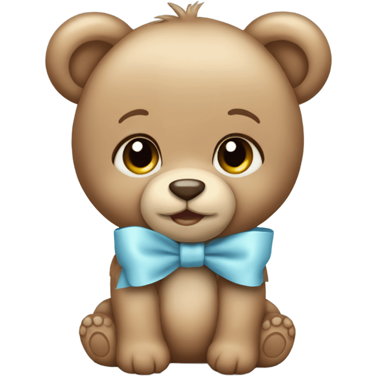 baby Teddy bear with light blue bow emoji