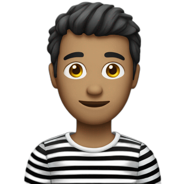 robber wearing a black and white striped t-shirt emoji