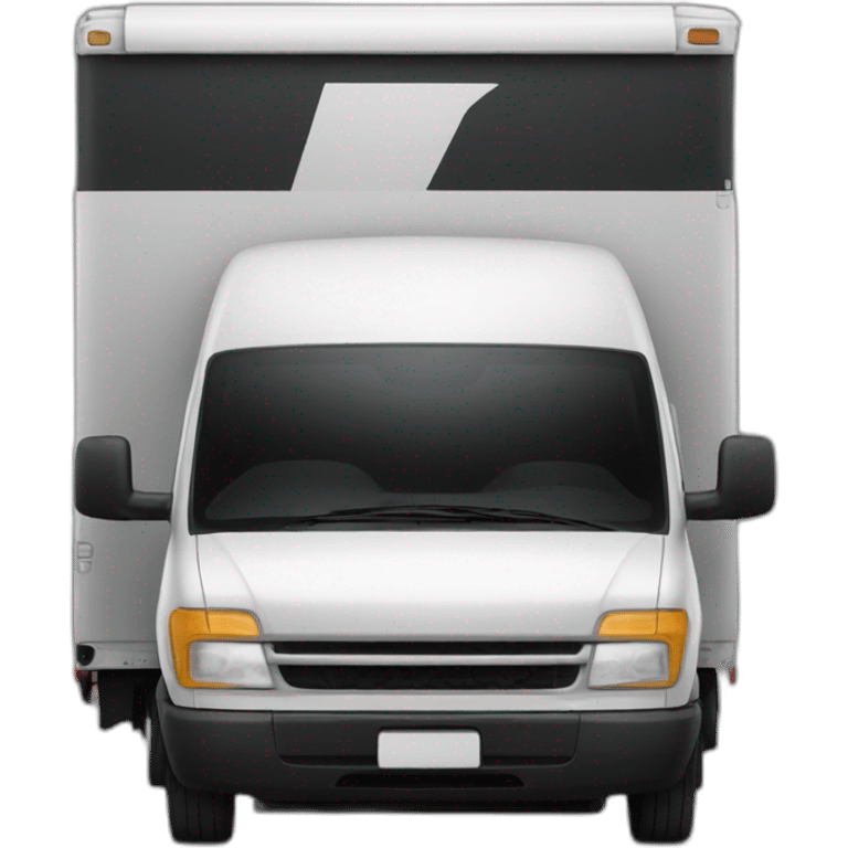 a shipping van in complete black with three lines at the back represting speed emoji