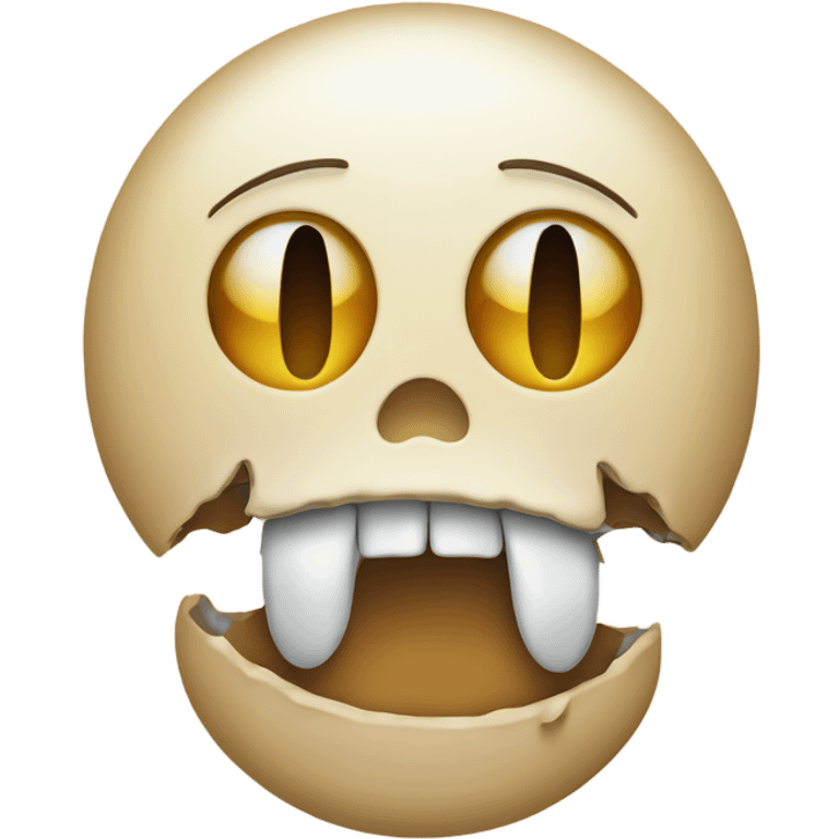 Unhappy emoji with half a bone sticking out of its mouth emoji