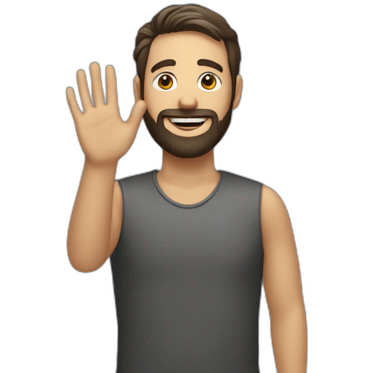 beard guy waving hand  emoji