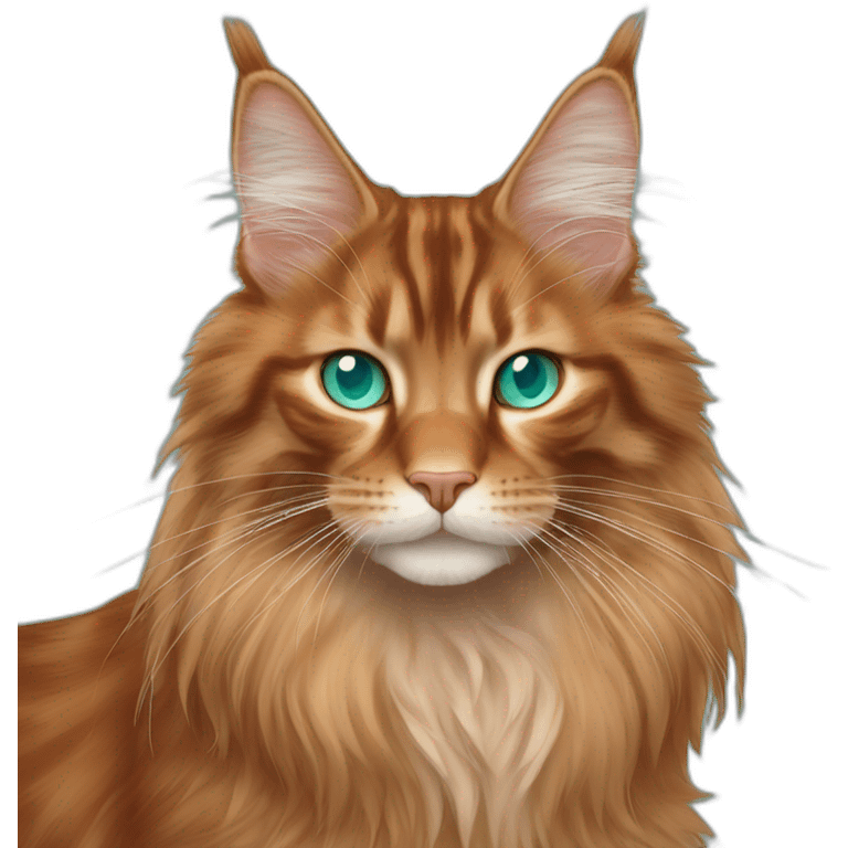 Red maine coon cat with light turquoise eyes emoji