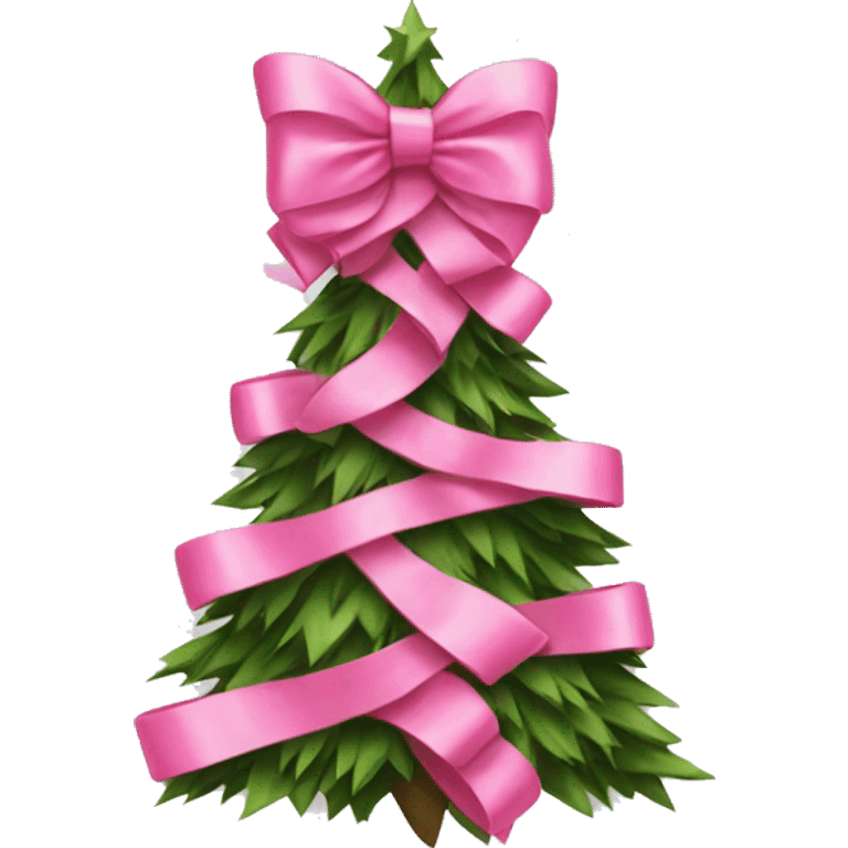 Pink bow cut Christmas tree emoji