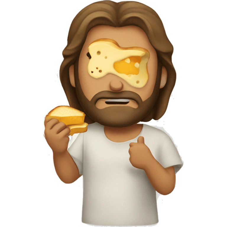 Jesus eating a grilled cheese emoji