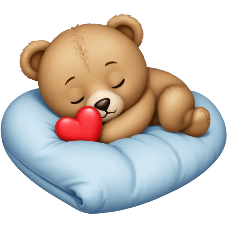 sleeping teddy bear with heart  emoji