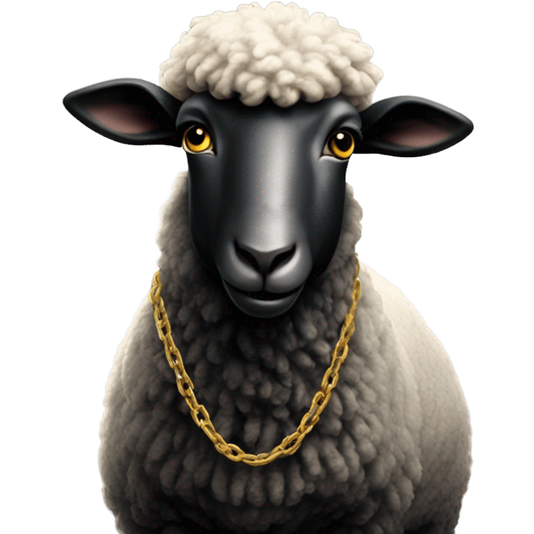 Black sheep with gold chain  emoji