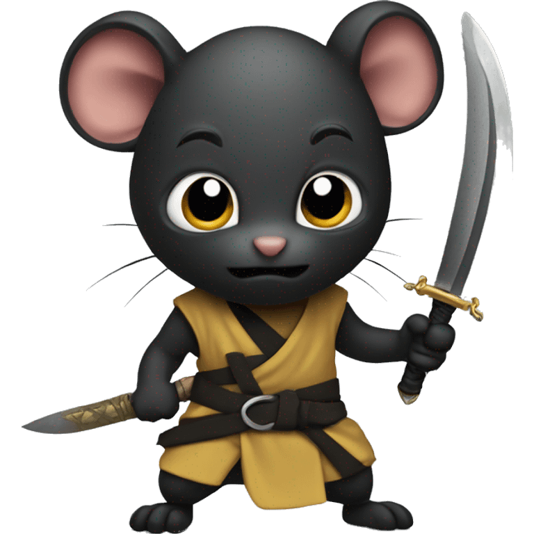 Black skin ninja rat holding a dagger emoji