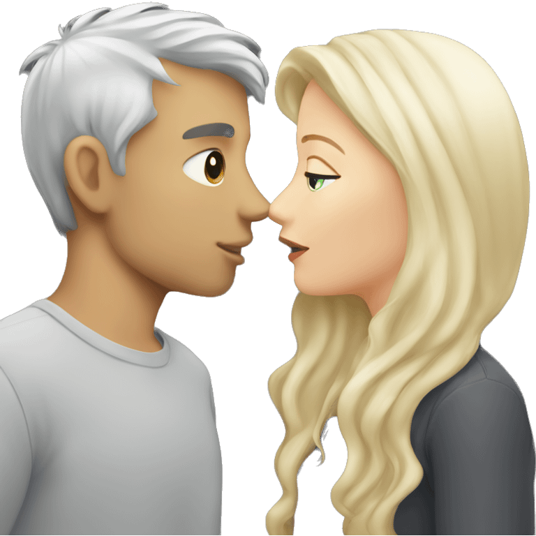 Blonde girl and grey hair white  boy kissing  emoji