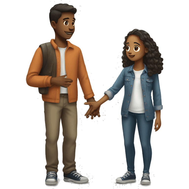 Young man giving a hand to a young woman emoji