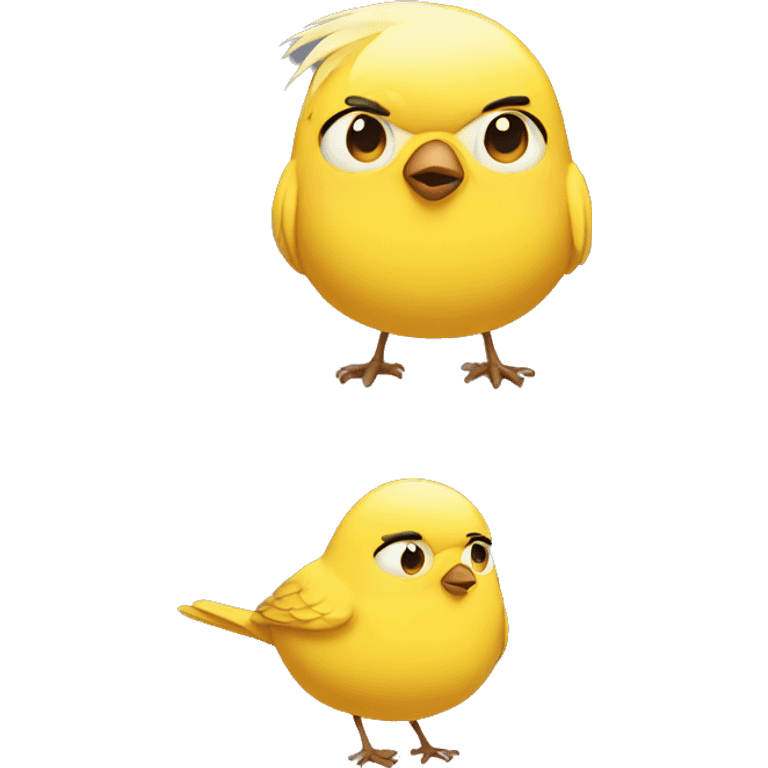 Fat Yellow bird with blonde hair emoji