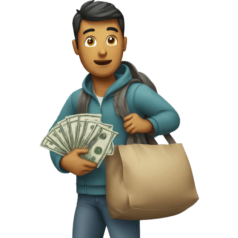 A man carrying overloaded bag of money emoji