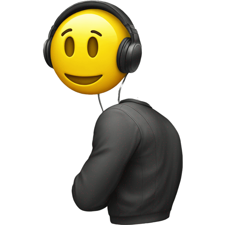 yellow smiley face emoji with headphones  emoji