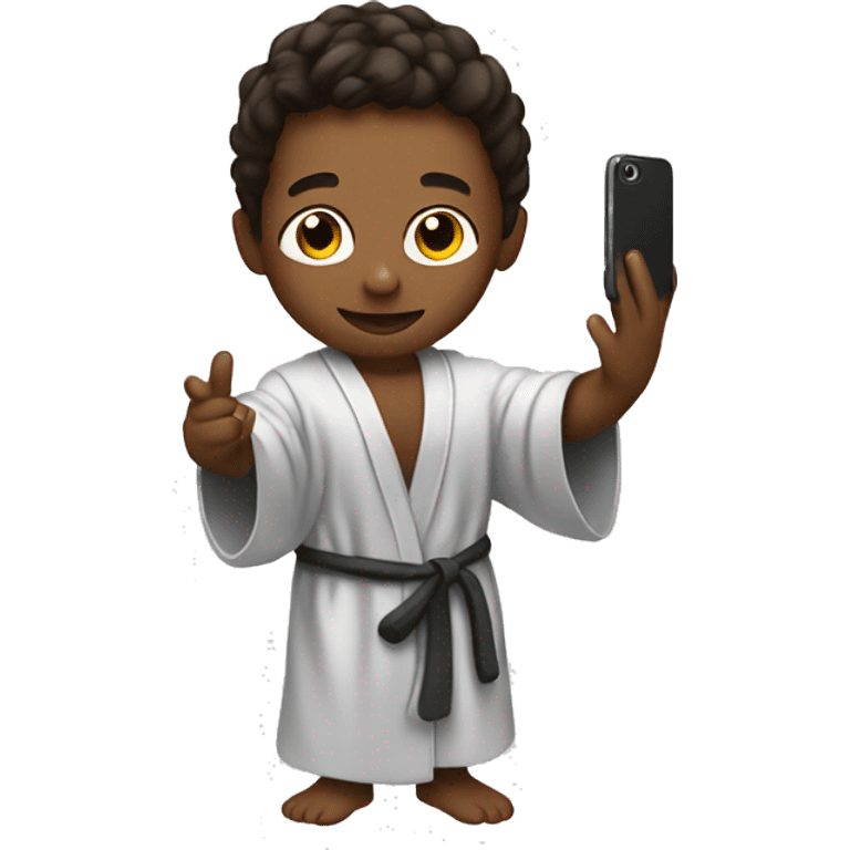 boy taking selfie in robe emoji