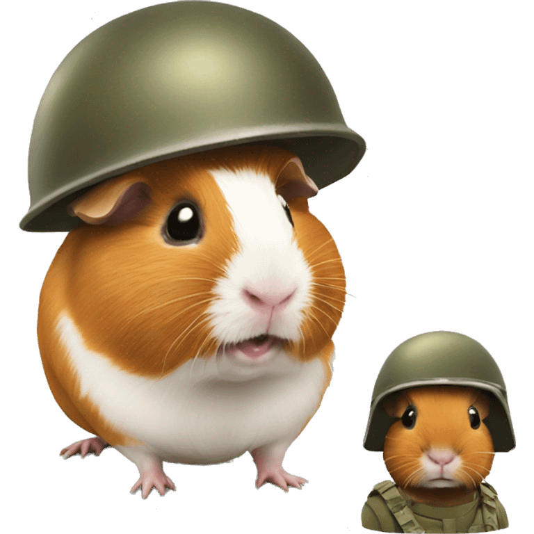 traumatised guinea pig with soldier helmet slightly askew emoji