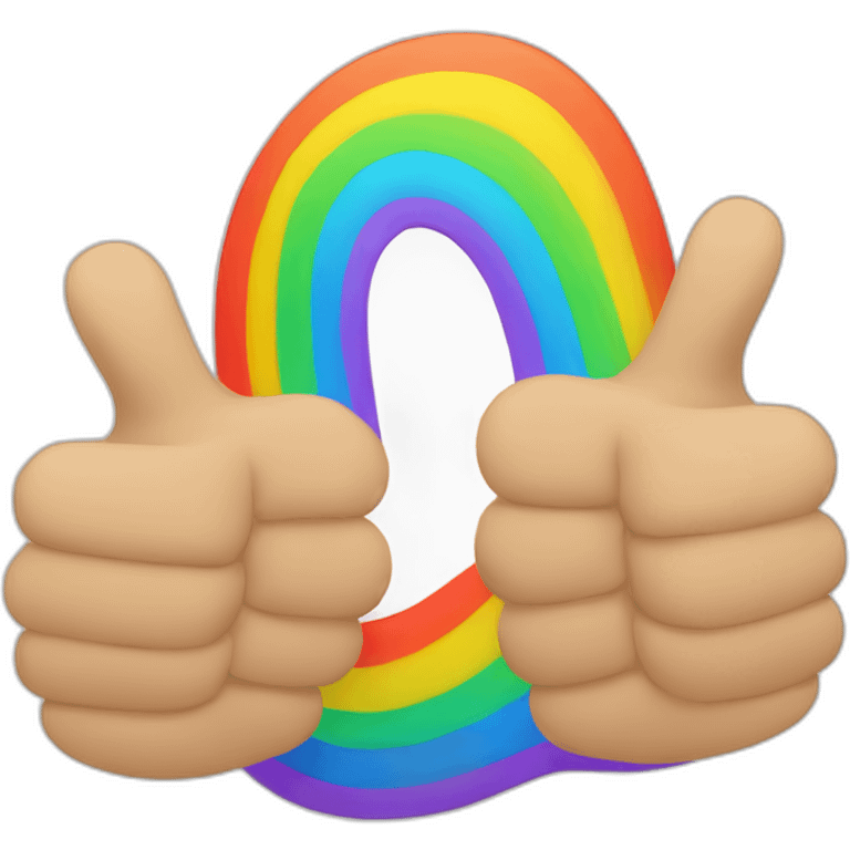 three rainbow colored thumbs up symbols emoji