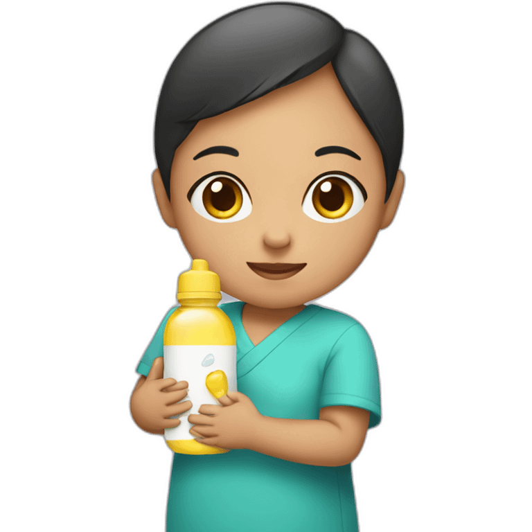 Indonesian girl with baby bottle emoji