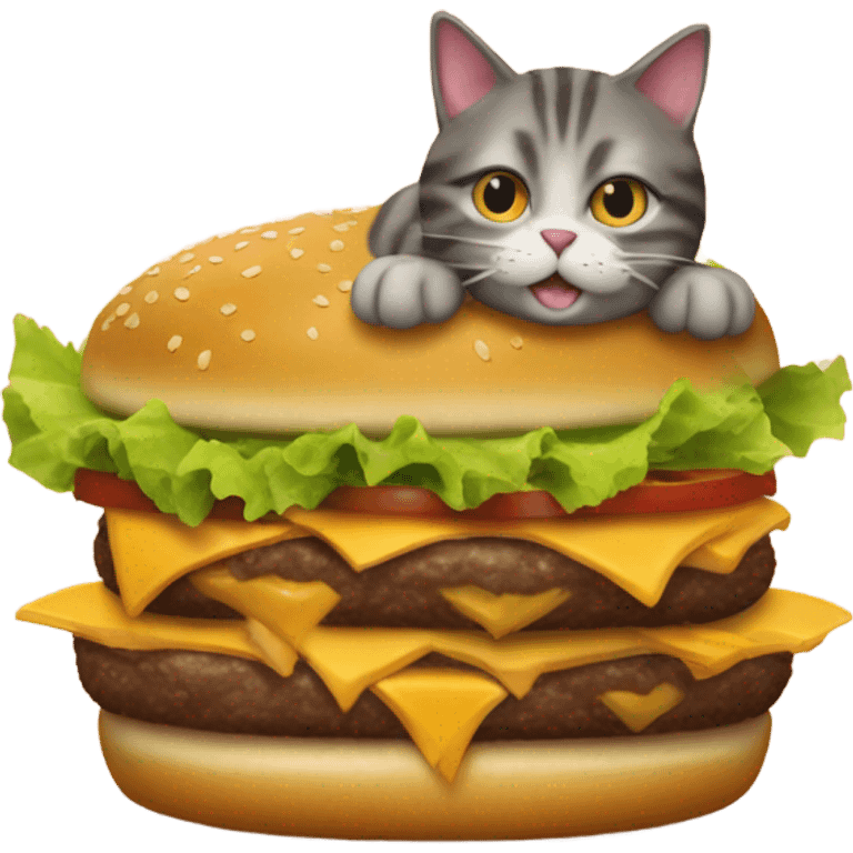 A cat eating a burger emoji