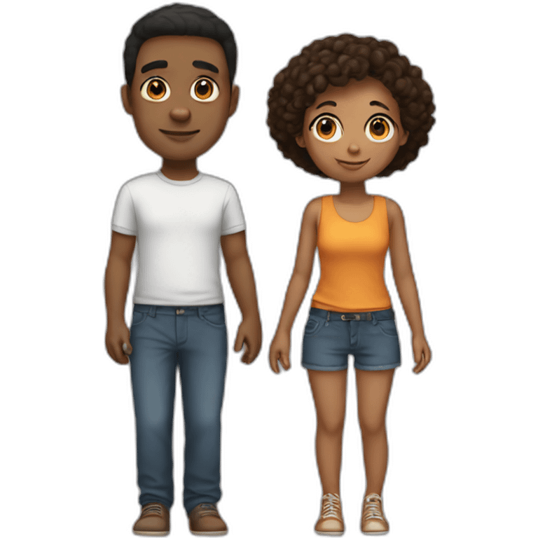 Very short girl with a guy emoji