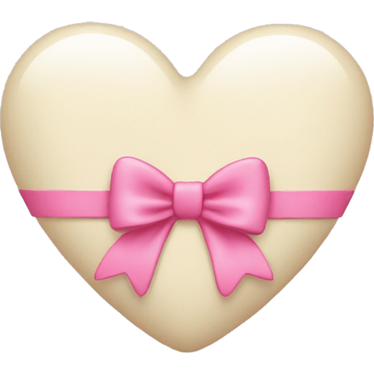 cream colored heart with pink bow emoji