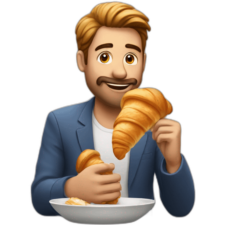 Man eating croissant emoji