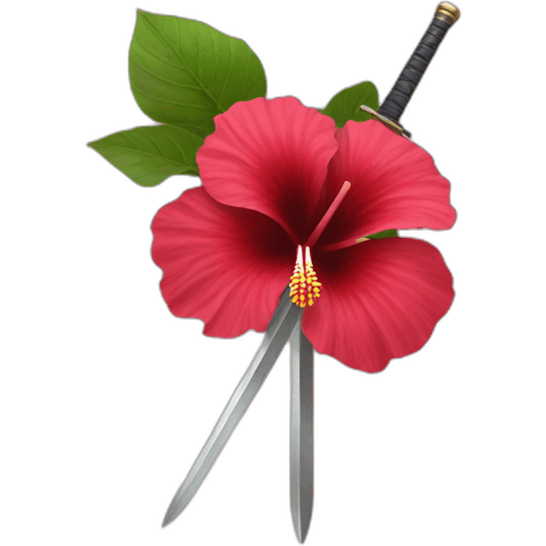 Hibiscus with protection of 2 swords emoji