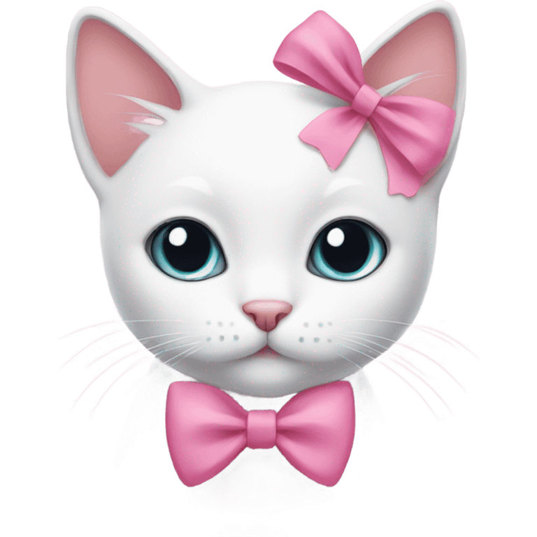 Cute white cat with pink bow emoji